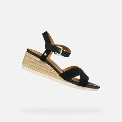 Produktbild von Geox Schwarze Damensandalen von Ischia Corda 39,5
