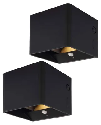 Produktbild von 2er Set LED Wandleuchte, Bewegungsmelder, schwarz, Akku, Magnet