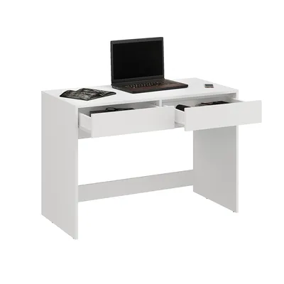 Produktbild von KOMTO Desk NOVA2 – Schreibtisch Weiß mit 2 Schubladen, Computertisch und Bürotisch mit Stauraum für Home Office, Kinder- & Jugendzimmer 110x52,x76 cm