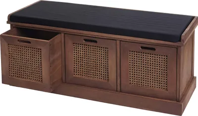 Produktbild von Sitzbank MCW-J49, Polsterbank Garderobenbank, Kissen Aufbewahrungsboxen Staufach 47x110x40cm  braun, Polster schwarz