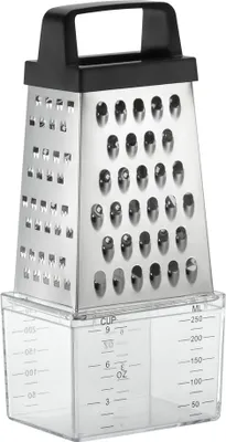 Zdjęcie produktu dla Resto Kitchenware 95412, Tarka z pojemnikiem, Czarny, Stal nierdzewna, Plastik, Stal nierdzewna, 90 mm, 65 mm, 200 mm