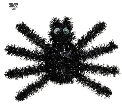Produktbild von Schwarze Spinne aus Lametta für Halloween