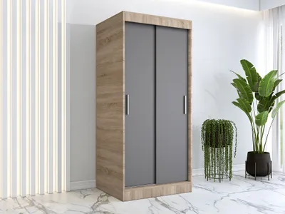 Obrázek produktu pro FurMeb24  atn­ sk­ˆ s posuvnmi dvemi GOLD -90x200cm dvoudveov sk­ˆ bez zrcadla, posuvn sk­ˆ-(Sonoma + antracit)