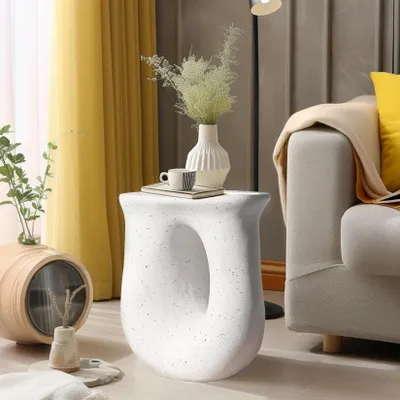 Obrázek produktu pro FATIVO Stylový boční stolek bílý Rozkládací stolek 42,5 × 33 × 45 cm: Rozkládací stolek do obývacího pokoje Konferenční stolek Noční stolek Moderní malý stolek