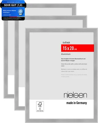 Produktbild von nielsen Aluminium Portraitrahmen, Bilderrahmen 3er SET Atlanta, 15 x 20 cm, Struktur Silber Matt