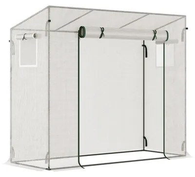 Obrázok produktu pre Choditeľná skleník – fóliový skleník s rolovacími dverami | Farba: biela | Rozmery: 76 x 200 x 150/168 cm