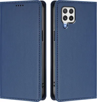 Image de Etui en cuir pour Samsung Galaxy A22 4G, étui magnétique en cuirPolyuréthaneavec support Bleu foncé