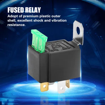 Image de Noir 4-Pin DC 12V 30A Car Normally Open Contacts Fused Relay On/Off With Bracket