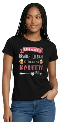 Produktbild von Spreadshirt Ersatz Dirndl | Nur zum Saufen Hier | Bayern Humor Frauen T-Shirt, XXL, Schwarz