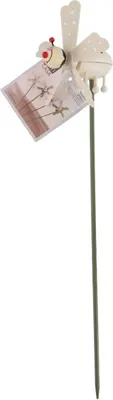 Produktbild von Dekorativer Marienkäfer auf Feder mit Windrädchen beige
