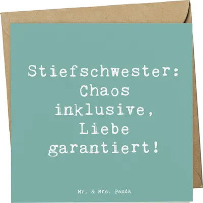 Produktbild von Mr. & Mrs. Panda Grußkarte Spruch Stiefschwester Liebe - Meeresbrise - Geschenk, besondere Verbindung, doppelkarte, Geschwisterbeziehung, Freude, Weihnachten, Lächeln