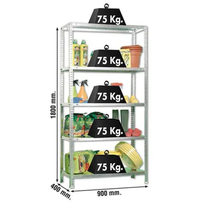Image de Etagère Légère Avec Vis Advantage 5/400 Galvanisé Galvanisé 1800x900x400 - Simonrack
