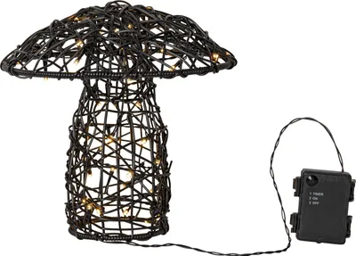 Produktbild von STAR TRADING LED Dekoration Pilz Rattan Batterie Timer Outdoor 27x25cm schwarz