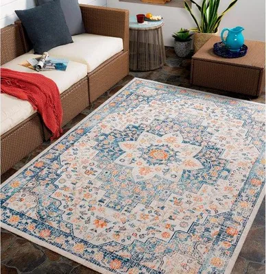 Immagine prodotto di Tappeto boho-orientale laminato, blu e rosso, 160x213 cm