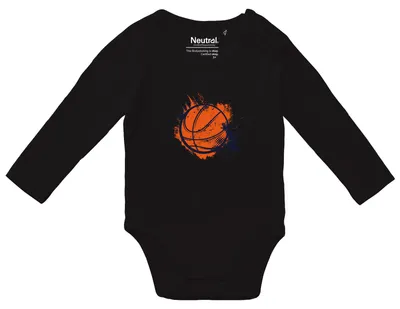 Produktbild von Huuraa Baby Body Basketball bunt 68 Black  Baumwolle Fairtrade Langarmbody Geschenkidee