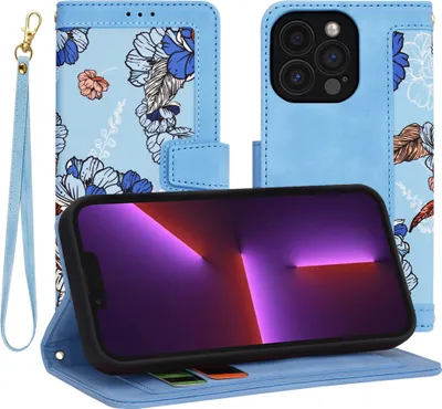Produktbild von Techsuit FlipCraft Book Wallet Klapphülle mit Kabel für Apple iPhone 13 Pro - Vibrant Blue