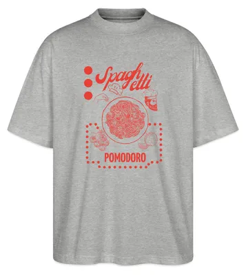 Produktbild von Spreadshirt Spaghetti Pomodoro Kochen Küche Geschenk Oversize Uni T-Shirt, XS, Grau meliert