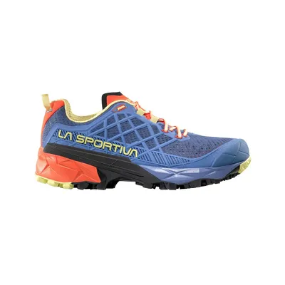 Trailrunning-Schuh "Akyra II Woman" von La Sportiva in Blau und Orange; mit griffiger Sohle.