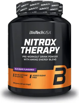 Immagine prodotto di BioTech USA Nitrox Therapy 680 g mirtillo rosso / Stimolanti pre-allenamento / Integratore pre-allenamento ad alto contenuto di caffeina, arginina, beta alanina e citrullina