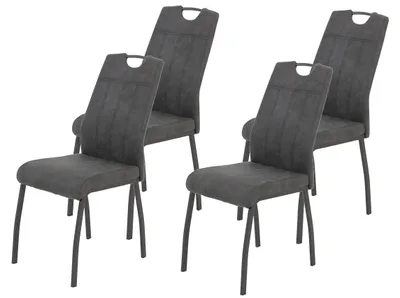 Esszimmerstuhl Elif, Mikrofaser, Anthrazit, 4er Set