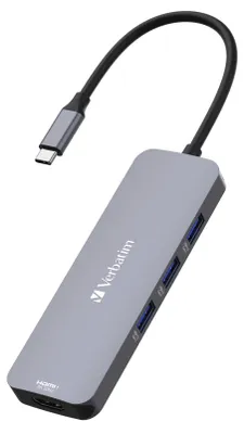 Obrázok produktu pre Verbatim CMH-08, USB Typ-C, HDMI, USB 3.2 Gen 1 (3.1 Gen 1) Type-A, USB Typ-C, Microsd (transflash), SD, 5000 Mbit/s, 30 Hz, Strieborná