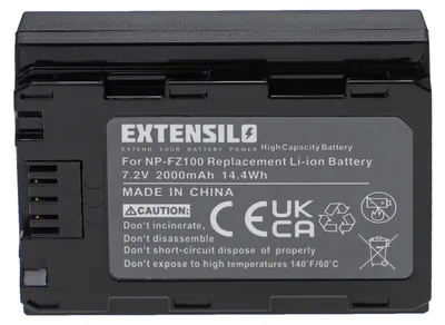 Produktbild von EXTENSILO Akku kompatibel mit Sony Alpha ILCE-7RM3, ILCE-7RM4, ILCE-9M2, ILCE-9, ILCE-7SM3 Kamera (2000 mAh, 7,2 V, Li-Ion)