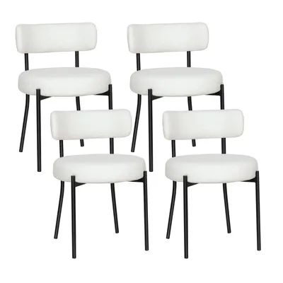 Produktbild von Puluomis Esszimmerstühle 4er Set Küchenstühle Polsterstuhl mit Rücklehne, Abnehmbarer Überzug Wolle Boucle weiß