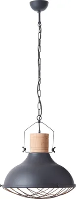 Produktbild von Brilliant Pendelleuchte Emma Schwarz Metall Holz Ø45cm max. 40W E27 Kette kürzbar
