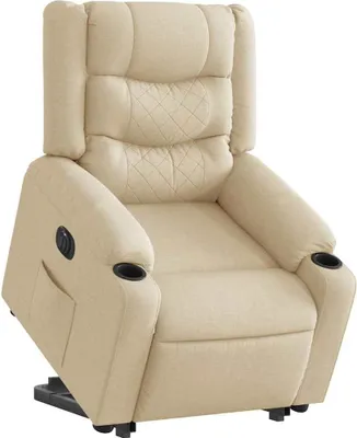 Produktbild von Design Relaxsessel mit Aufstehhilfe Elektrisch Creme Stoff, Klassische Sessel 2024 Neu