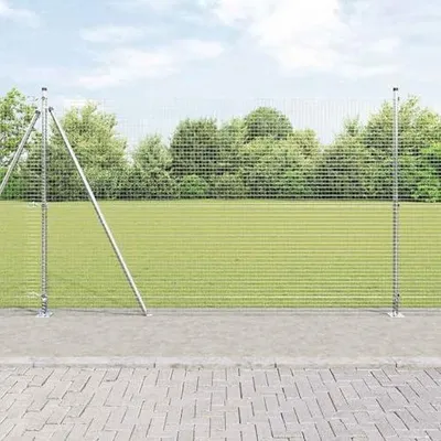 Produktbild von Pulverbeschichteter geschweißter Stahlzaun mit Betonsockel, Maschenweite 25x25 mm, 10 x 1,6 m, für Garten, Terrasse, Hof, Grundstück und Haustierschutz