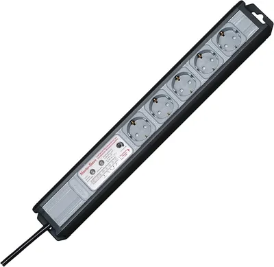Produktbild von Kopp 220320010 Multiversal Steckdosenleiste Master-Slave mit Überspannungsschtzfilter, 5-Fach, schwarz/Silber