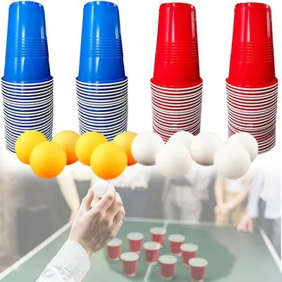 Bierpong-Becherset, 100 Stück + 12 Bälle, 500 ml, PP-Kunststoff