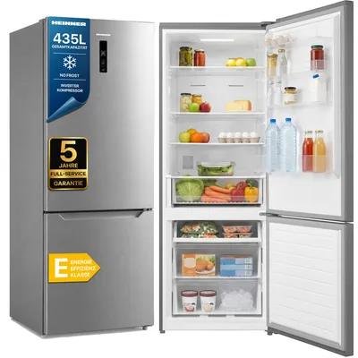 Zdjęcie produktu dla Heinner HCNF-M435INVXE++, 435 l, No Frost (lodówka), 41 dB, 9 kg/24h, E, Stal nierdzewna