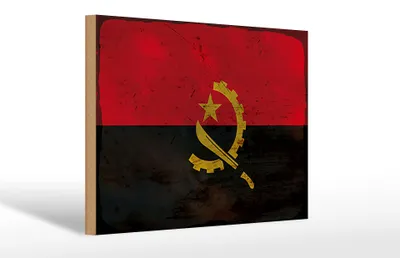 Produktbild von Holzschild Flagge Angolas 30x20cm Flag of Angola Rost