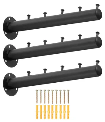 3 Wandkleiderhaken aus Edelstahl, 25 cm, schwarz