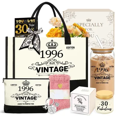 Immagine prodotto di Set regalo per il compleanno per donne: borsa vintage con motivo decorativo