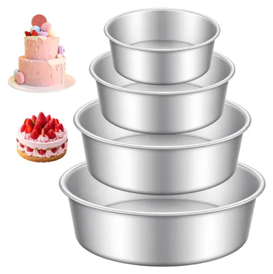 4er-Set runde Kuchenformen, Alu, antihaft, Ø 10–26 cm