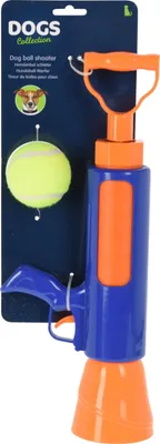 Immagine prodotto di Spara palline da tennis per cani - pistola da lancio ad aria compressa per cani, fino a 10 metri, inclusa pallina da tennis, arancione/blu