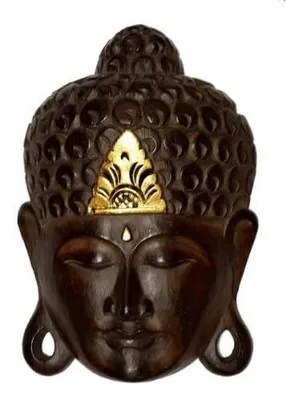 Buddha Wandmasker 30 cm Holz handgefertigt Gold Dekoration