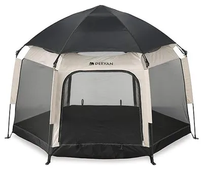 Produktbild von Up-To-Go pop-up reisebett & kinderbox – Tragbare Strandmuschel für Babys & Kleinkinder – faltbar mit tragetasche, 150 x 170 x 125 cm – Sand