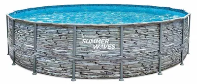 Produktbild von Summer Waves Elite Frame Pool Aufstellpool rund Komplettset Steinoptik Ø 549x132 cm