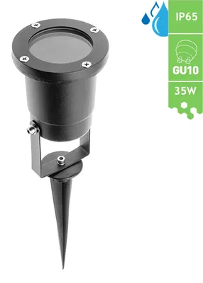 Bodeneinbauleuchte / Gartenstrahler mit Erdspieß / Bodenleuchte / IP65 / GU10 / 50W / schwarz / grau