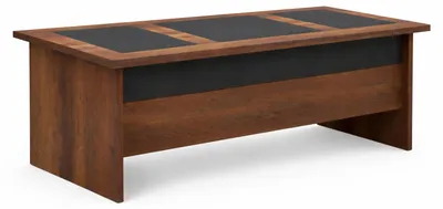 Immagine prodotto di Elegante scrivania da ufficio, design moderno, marrone e nero, struttura in legno