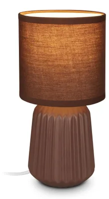 Obrázek produktu pro BRILONER – Noční lampička, keramický podstavec, kabelový spínač, hnědá, rozměry 13x27 cm