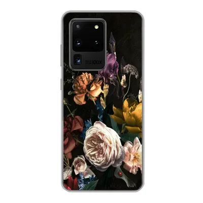 Produktbild von MuchoWow® Handyhülle Schutzhülle Hülle für Samsung Galaxy S20 Ultra Blumen - Rosen - Muster Silikon Softcase Handy Hülle - Karteninhaber