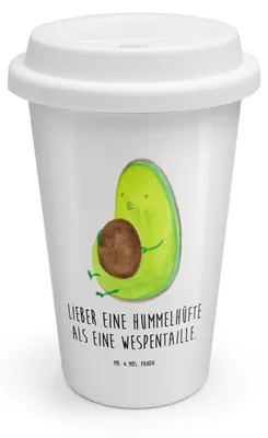 Produktbild von Mr. & Mrs. Panda Thermobecher Avocado Pfeifen - Weiß - Geschenk, Isolierbecher, Kaffeebecher To Go, Veggie, Abnehmen, ToGo, Schwanger, Diät, Coffee Becher
