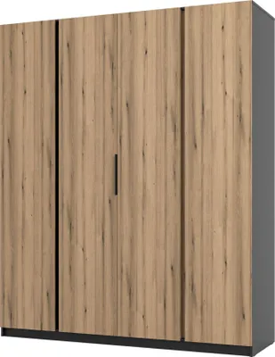 Produktbild von Masseno Drehtürenschrank CAGLIARI 200 cm Kleiderschrank Schlafzimmer Schrank 4-türig Schwarz