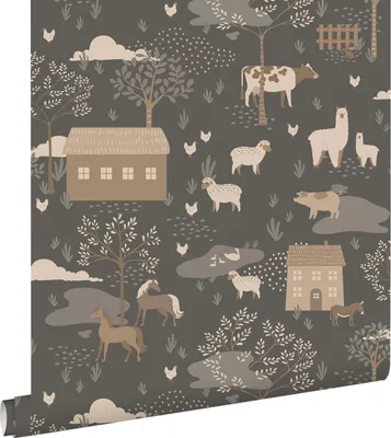 Imagen del producto de ESTAhome papel pintado animales de granja azul oscuro 50 x 900 cm