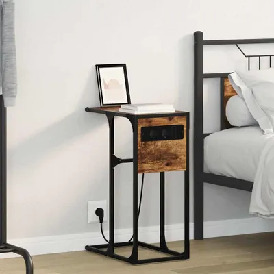 Zdjęcie produktu dla vidaXL Szafka nocna z dębu wędzonego 41,5 x 26 x 60,5 cm Materiał drewnopochodny