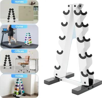 Image de Support pour haltères, structure en A, capacité de charge élevée, BLANC